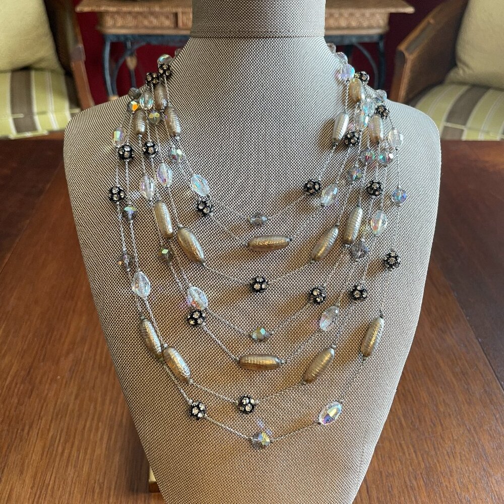 Vintage VENDÔME 7 Strand Crystal Beaded Necklace